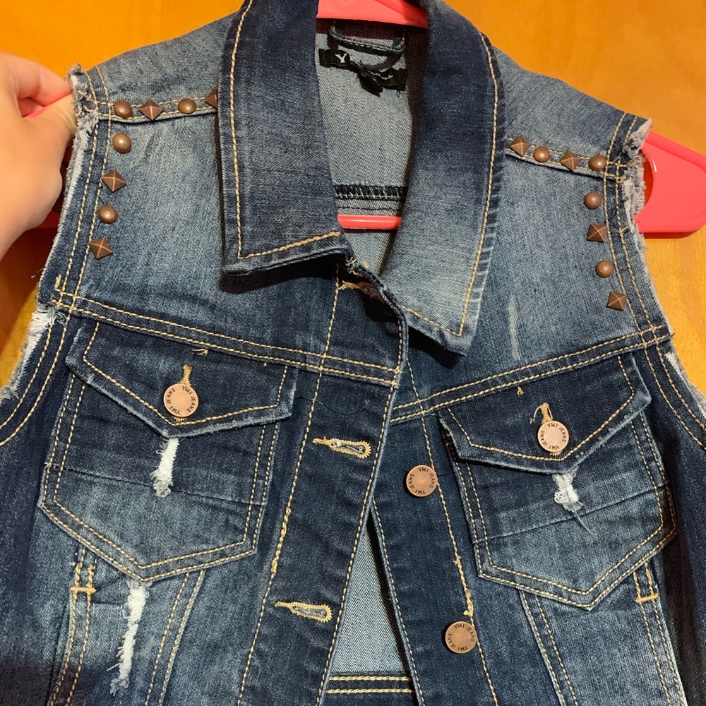 Studded jean vest, never worn, size medium